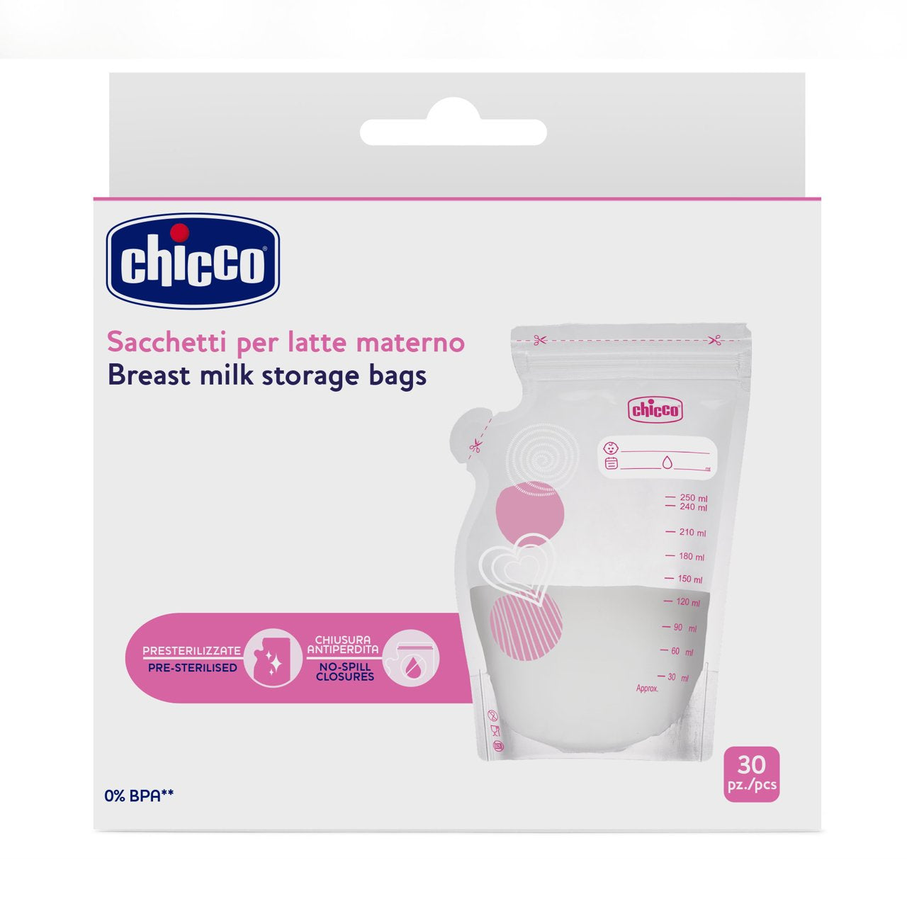 Chicco Sacos conservação de leite Chicco 30 pçs - 250 ml