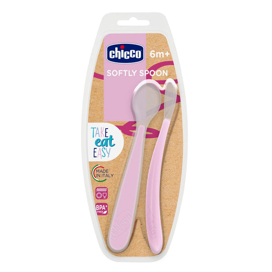 Chicco Colher de silicone 6m+ rosa 2 PÇS