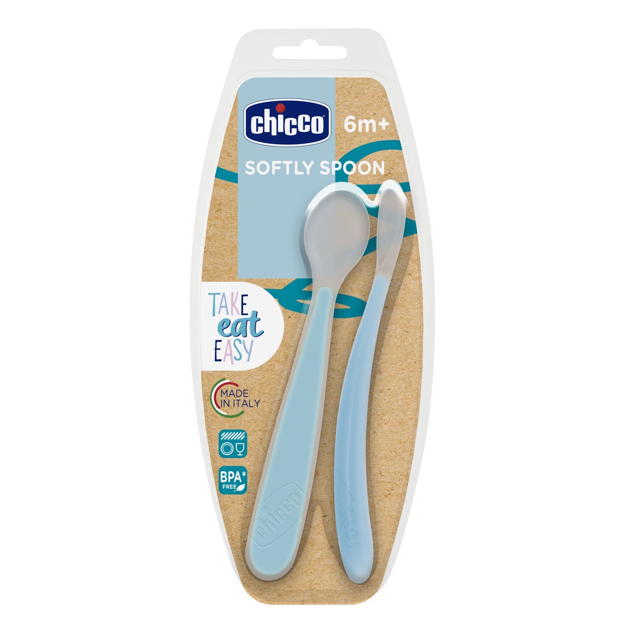 Chicco Colher de silicone 6m+ azul 2 PÇS