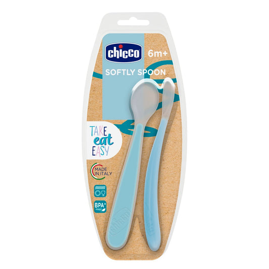 Chicco Colher de silicone 6m+ azul 2 PÇS