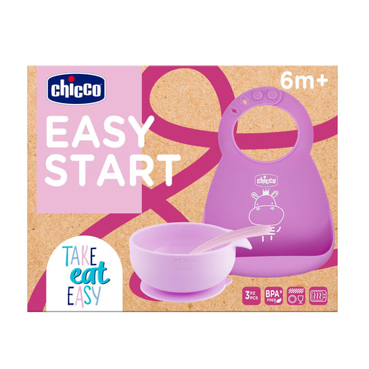 Chicco CONJUNTO PAPA SILICONE ROSA 6M
