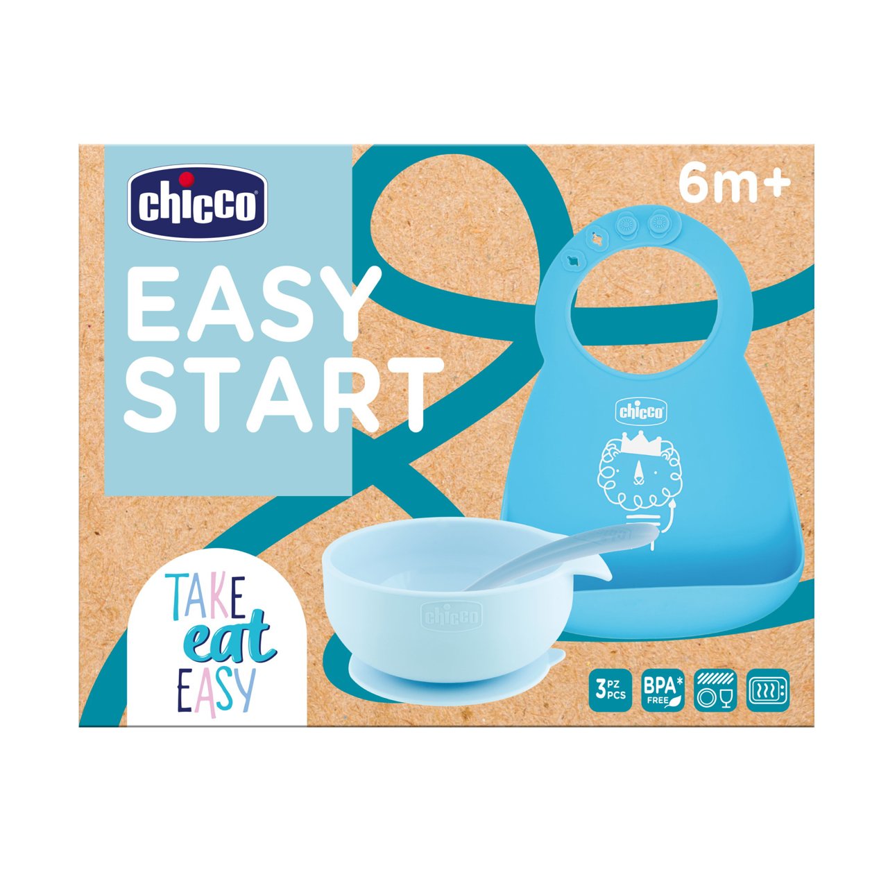 Chicco CONJUNTO PAPA SILICONE AZUL 6M