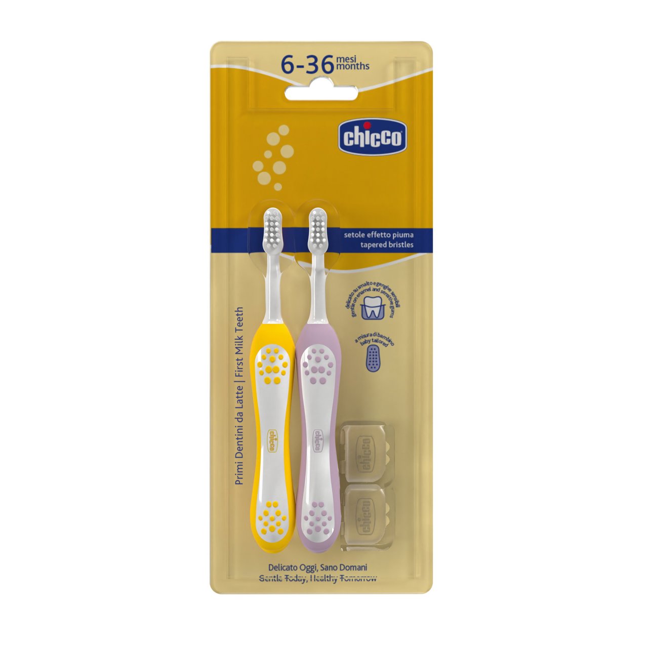 Chicco PACK 2 ESCOVAS 1OS DENTES LILAS-MUST 6-36M