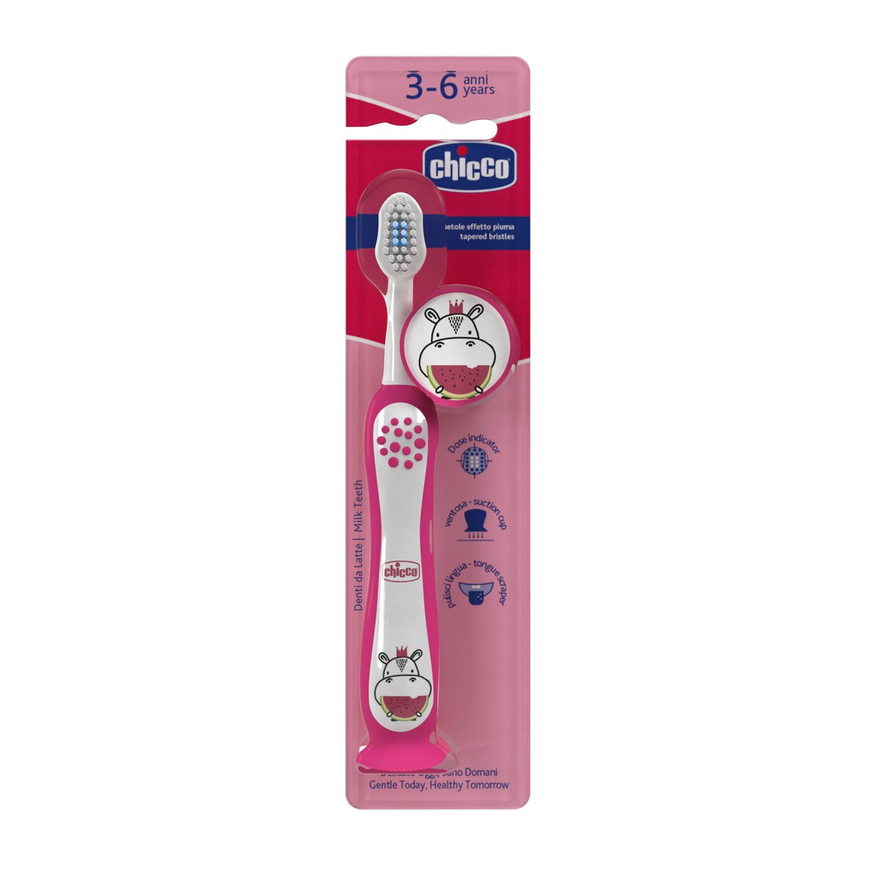 Chicco ESCOVA DENTES DE LEITE HIPO ROSA 3-6A