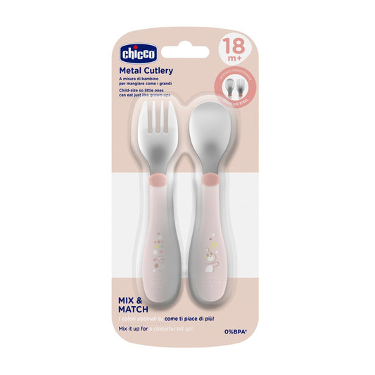 Chicco CONJUNTO TALHERES INOX 18M ROSA CHICCO