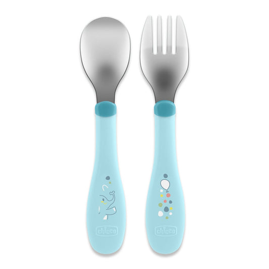 Chicco CONJUNTO TALHERES INOX 18M AZUL CHICCO