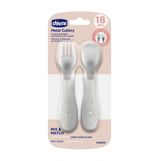 Chicco CONJUNTO TALHERES INOX 18M CINZA CHICCO