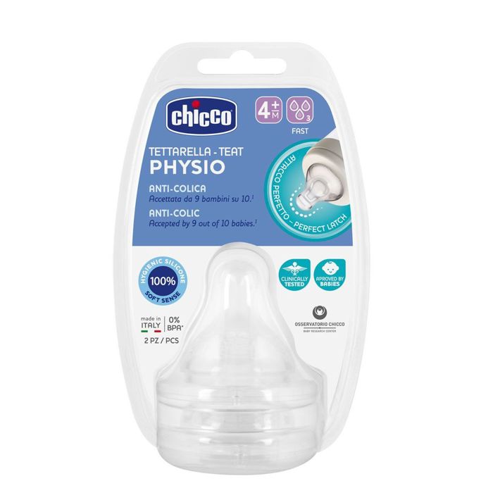 Chicco Tetina P5 silicone fluxo rápido 4m+ 2pçs