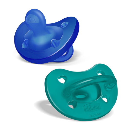 Chicco Chupeta Physio Soft silicone azul nova 16-36m+ - 2 pçs