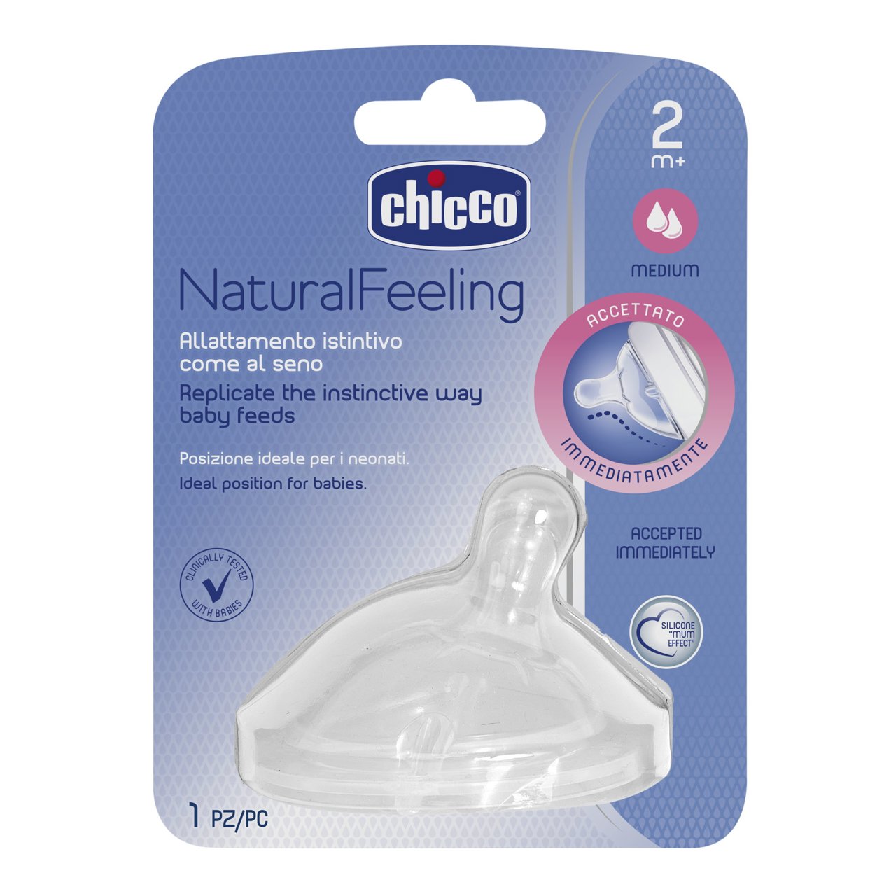 Chicco Tetina NaturalFeeling 1 fluxo médio 2m+