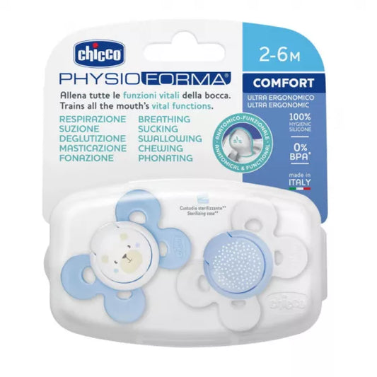 Chicco Chupeta Physio Comfort boy silicone  0-6m - 2 pçs
