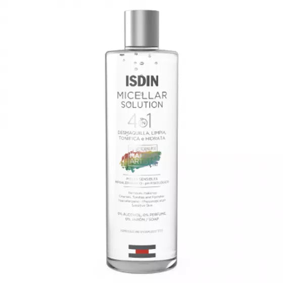 ISDIN Micellar Solution 400ML - Água micelar para limpeza facial hidratante. Remove eficazmente a maquilhagem