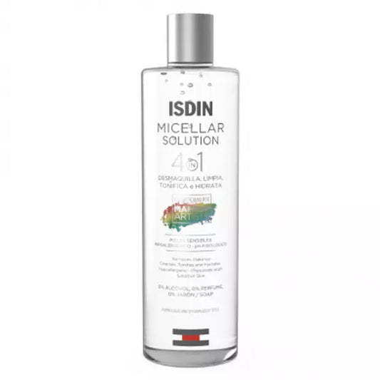 ISDIN Micellar Solution 400ML - Água micelar para limpeza facial hidratante. Remove eficazmente a maquilhagem