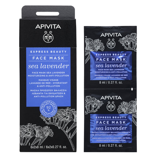 APIVITA EXPRESS BEAUTY MÁSCARA HIDRATANTE & ANTIPOLUIÇÃO DE LAVANDA-DO-MAR