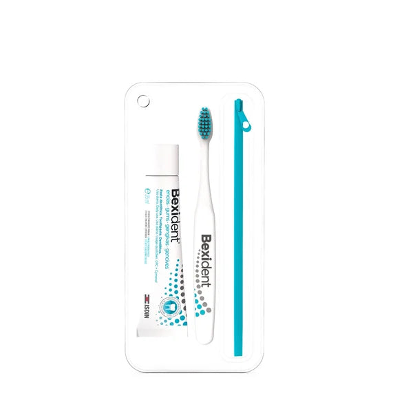 ISDIN Bexident Gengivas Uso Diário Smile&Go 25ML - Kit de viagem composto por pasta dentífrica e escova de dentes