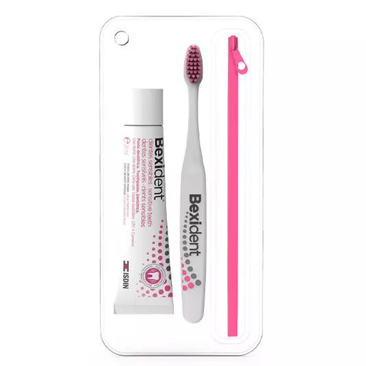ISDIN Bexident Dentes Sensíveis Smile&Go 25ML - Kit de viagem composto por pasta dentífrica e escova de dentes
