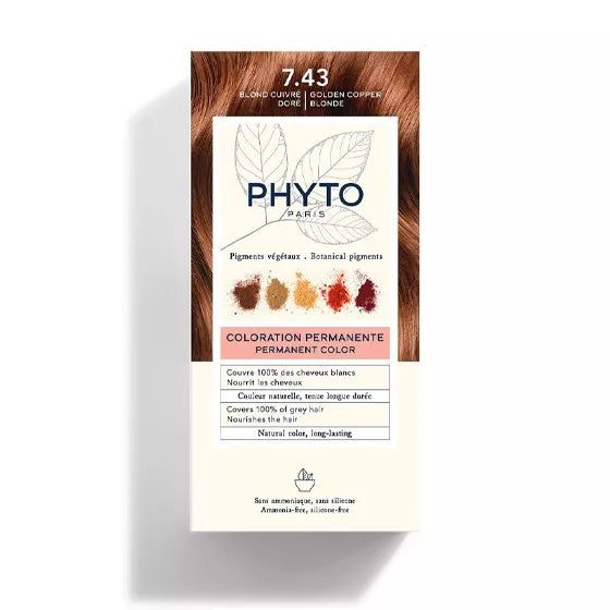 Phyto Kit Coloração Permanente 7.43 Louro Acobreado Dourado
