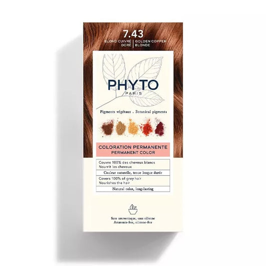 Phyto Kit Coloração Permanente 7.43 Louro Acobreado Dourado