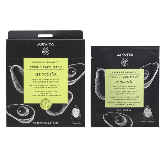 APIVITA EXPRESS BEAUTY MÁSCARA DE TECIDO HIDRATANTE & APAZIGUADORA COM ABACATE