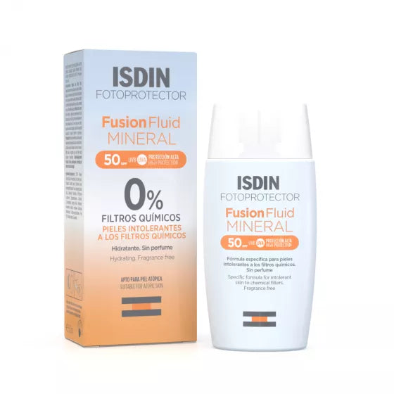 ISDIN Fotoprotector Fusion Fluid MINERAL SPF50 50ML - Protetor solar facial para pele muito sensível