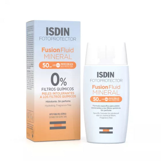 ISDIN Fotoprotector Fusion Fluid MINERAL SPF50 50ML - Protetor solar facial para pele muito sensível