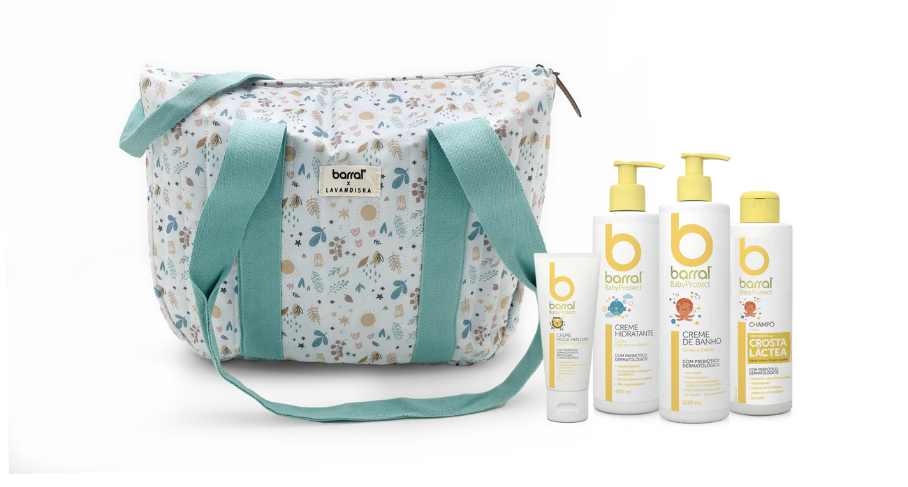 Barral BabyProtect Mala de Maternidade (Creme Muda Fraldas 75g + Creme Hidratante 400 ml + Creme de Banho 500 ml + Champô Crosta Láctea)