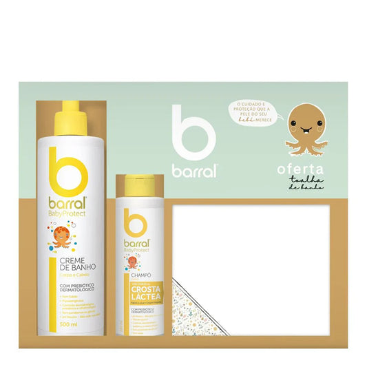 Barral BabyProtect Pack 
(Creme de Banho 500 ml + Champô Crosta Láctea 200 ml + Oferta Toalha de Banho)