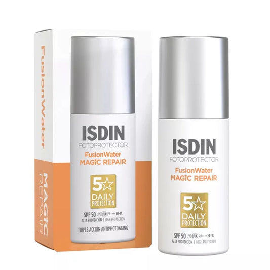 ISDIN Fotoprotector FusionWater MAGIC REPAIR SPF50 50ML - Protetor solar facial ultraligeiro com tripla ação anti-fotoenvelhecimento