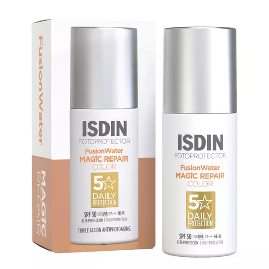 ISDIN Fotoprotector FusionWater MAGIC REPAIR COLOR SPF50 50ML - Protetor solar facial ultraligeiro com cor e com tripla ação anti-fotoenvelhecimento