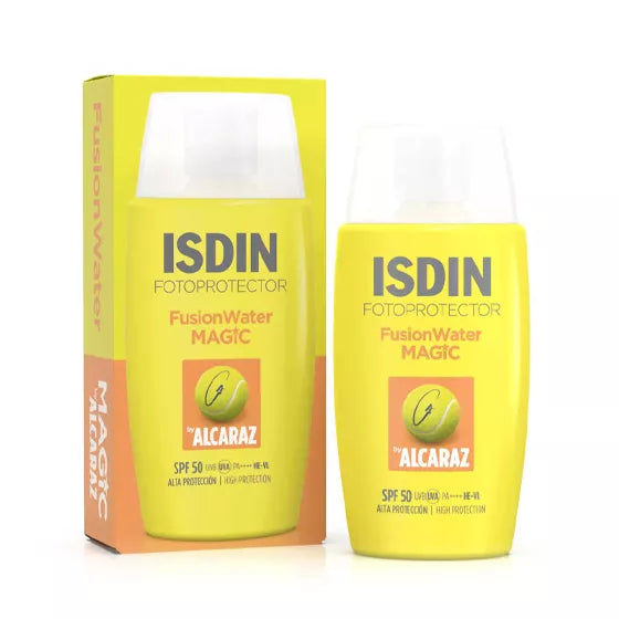 ISDIN Fotoprotector FusionWater MAGIC by ALCARAZ SPF50 50ML - Protetor solar facial ultraligeiro formulado para desportistas