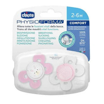 Chicco Chupeta Physio Comfort girl silicone  0-6m - 2 pçs